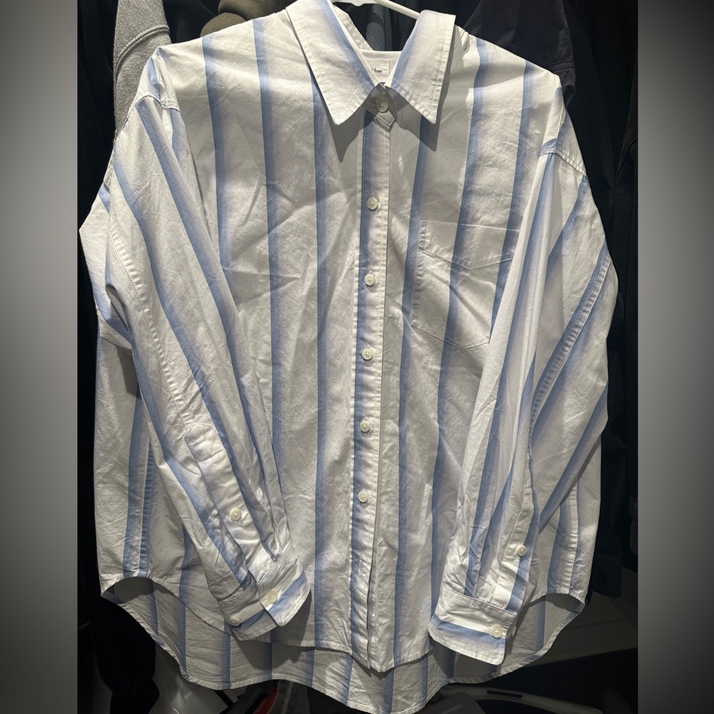 Aritzia poplin shirt blue striped